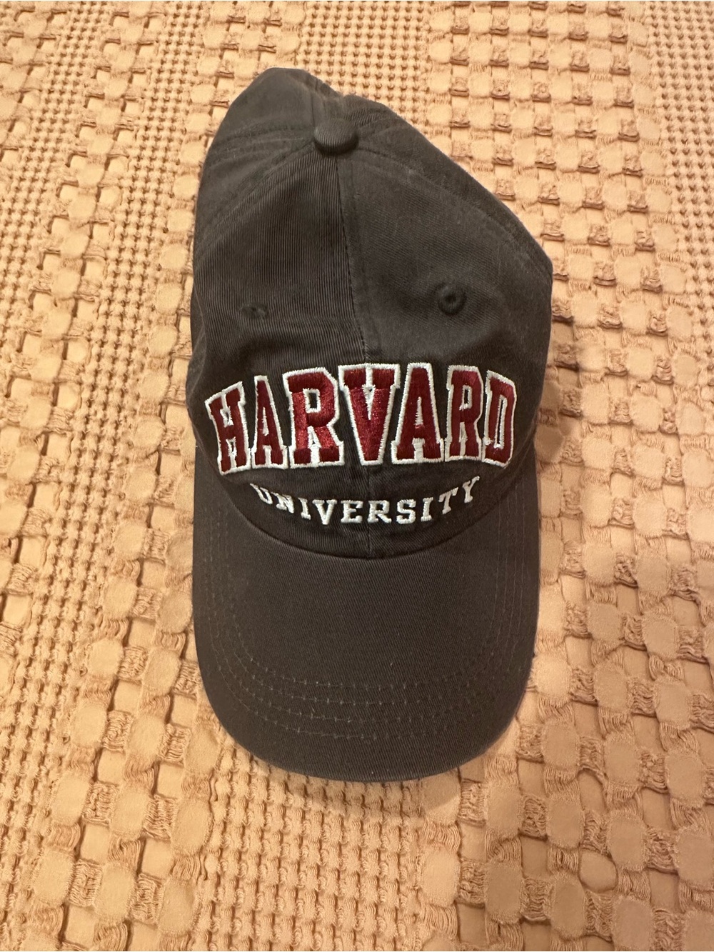 Harvard University Black Baseball Cap with Burgundy Embroidery